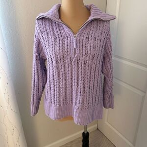 Aerie Purple Knit Quarterzip S